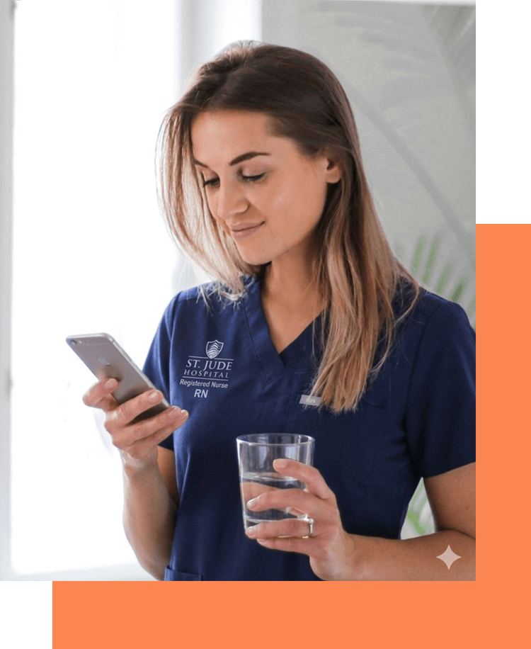 A women checking her phone notifications